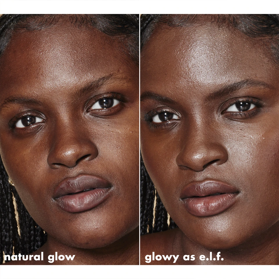 Model before and after using Halo Glow Liquid Filter