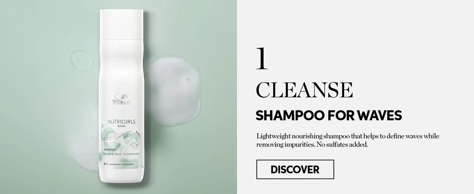 Cleanse with shampoo for waves a lightweight nourishing shampoo that removes impurities without sulfates