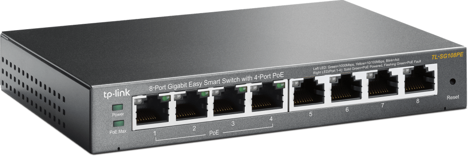 Tp-link 8-port Gigabit Poe Easy Smart Managed Switch With 55w 4-poe Ports  Plug And Play Desktop Metal Black (tl-sg108pe) Manufacturer Refurbished :  Target