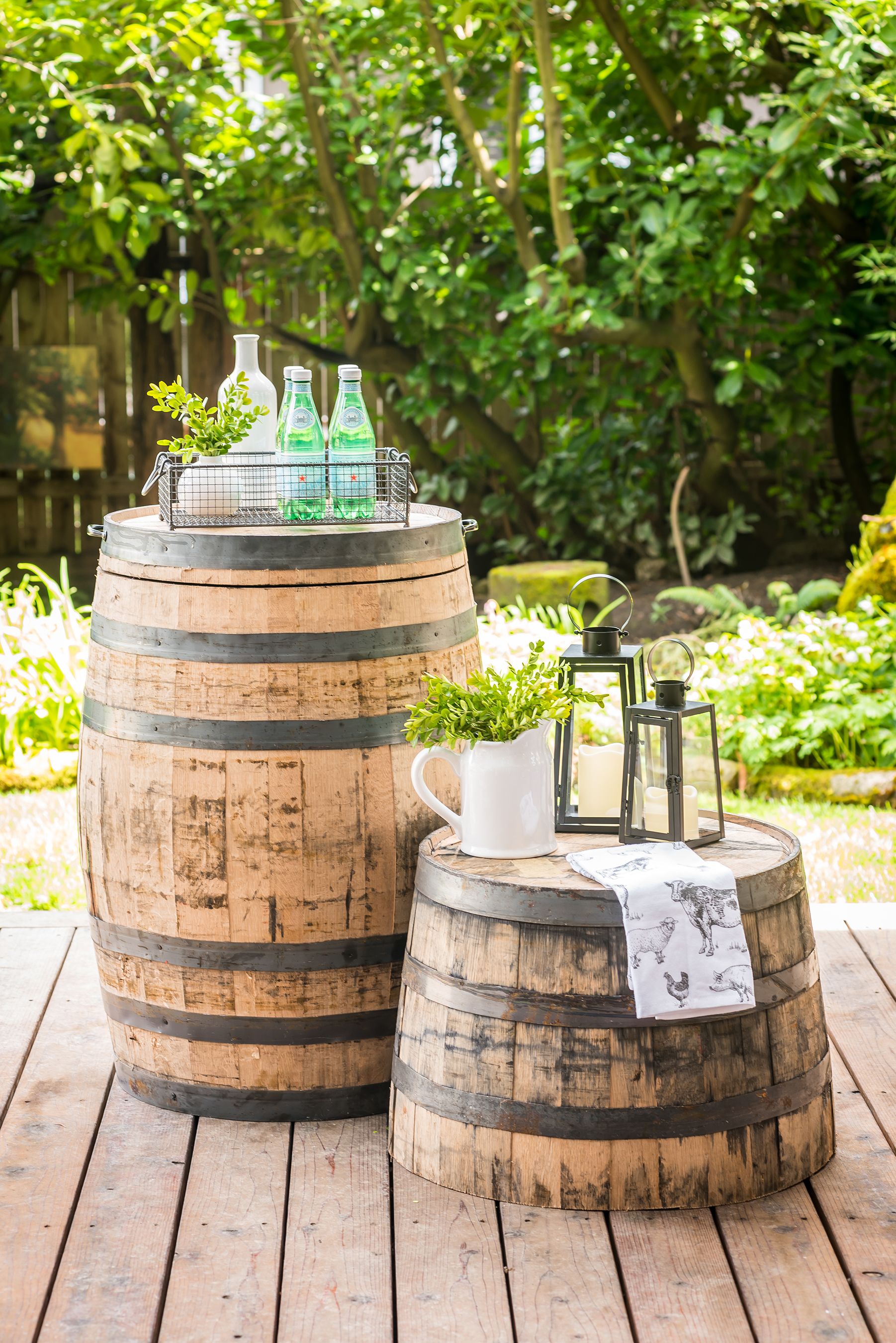 Stem Oak Barrel Planter Wood oleate Barrel halved Wooden barrels 