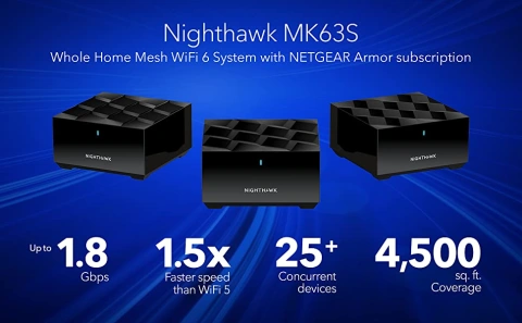 Netgear Nighthawk AX1800 Dual Band Mesh WiFi 6 System, Black, 2