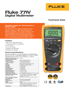 FLUKE, CAT III 600V/CAT IV 300V, TRMS, Digital Multimeter - 2VGA1