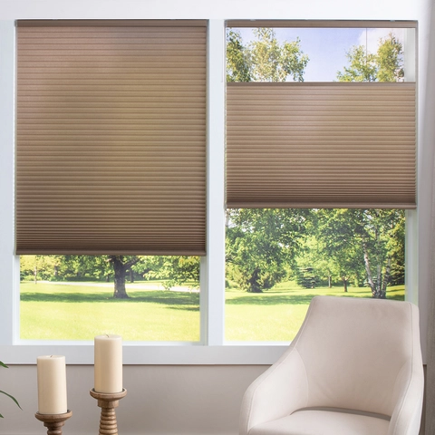DEZ FURNISHINGS Cordless1.5 Blackout Top Down Bottom Up Cellular Shade, Energy Saver, 18" W X 48" H, Ivory