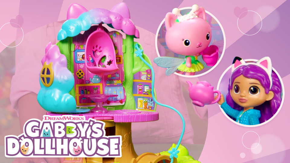 Gabby’s Dollhouse, Transforming Garden Treehouse Set with 2 Figures