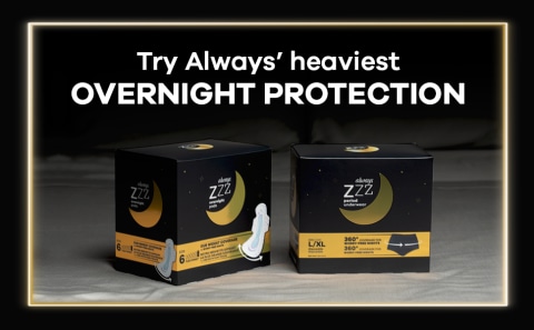 Always ZZZ Overnight Disposable Period Underwear for Women Size L-XL, 360  degrees Coverage for Worry-Free Nights, 7 Count