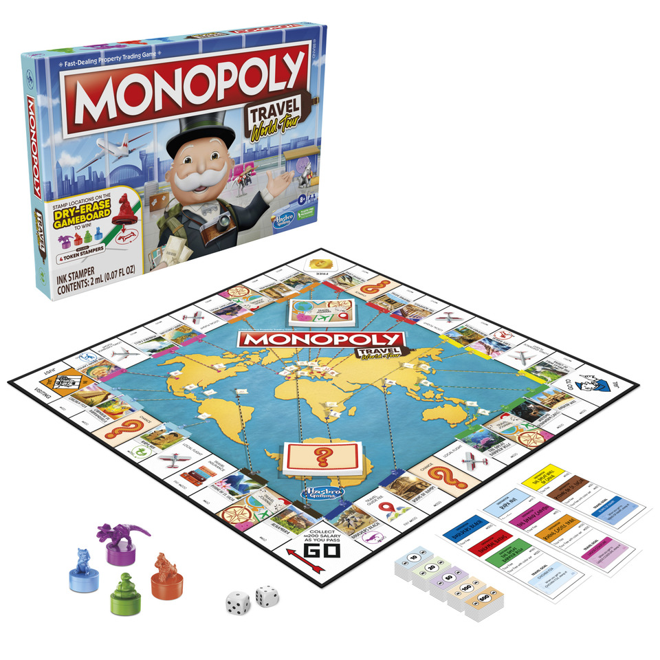thumbnail video image 2 of Monopoly Travel World Tour Monopoly Board Game, Board Games for Family, Ages 8+, 2 of 7