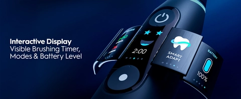 Interactive display, visible brushing timer, modes &amp; battery level.