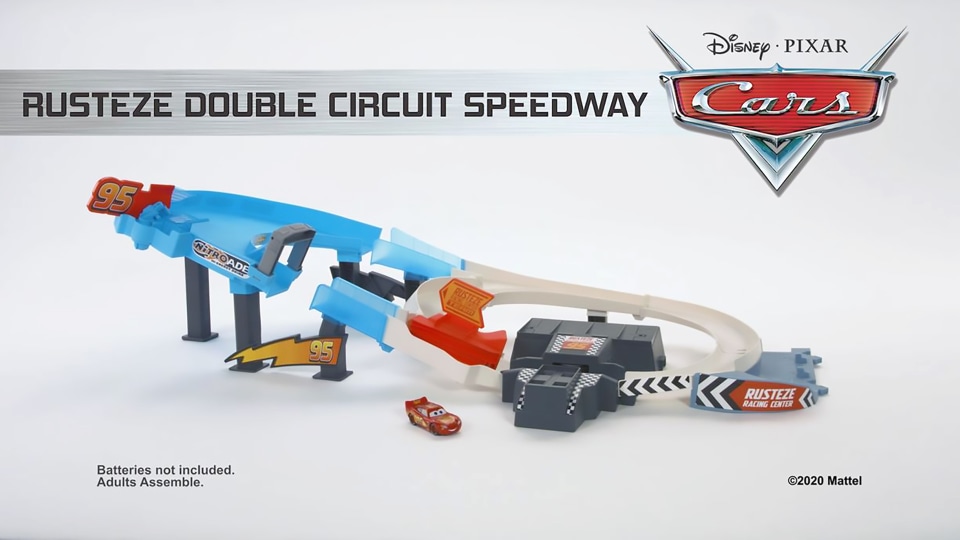 Disney Pixar Cars Rusteze Double Circuit Speedway Playset with Lightning McQueen Toy Car - image 2 of 7