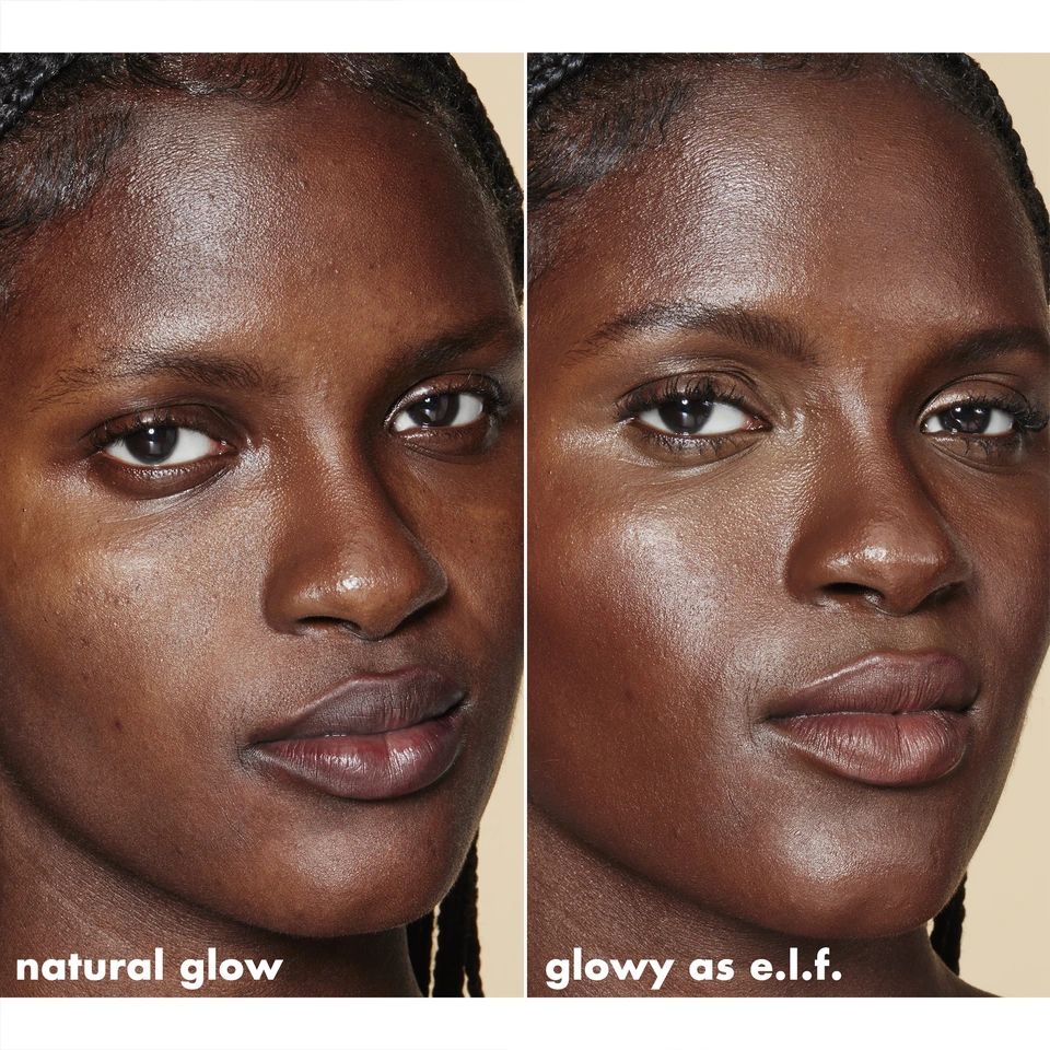 Model before and after using Halo Glow Liquid Filter