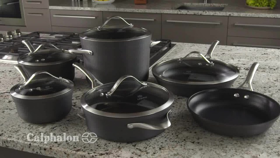 Calphalon Classic 12-Piece Hard-Anodized Aluminum Nonstick Cookware Set in  Black 1943337 - The Home Depot