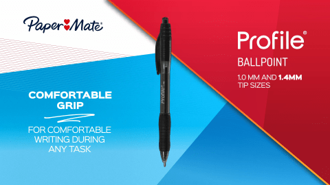 Paper Mate Profile Retractable Ballpoint Pens 1.4mm 12-pkg-assorted