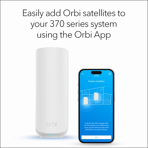 NETGEAR Orbi 370 Series WiFi 7 Mesh System, 5 Gbps, Add on