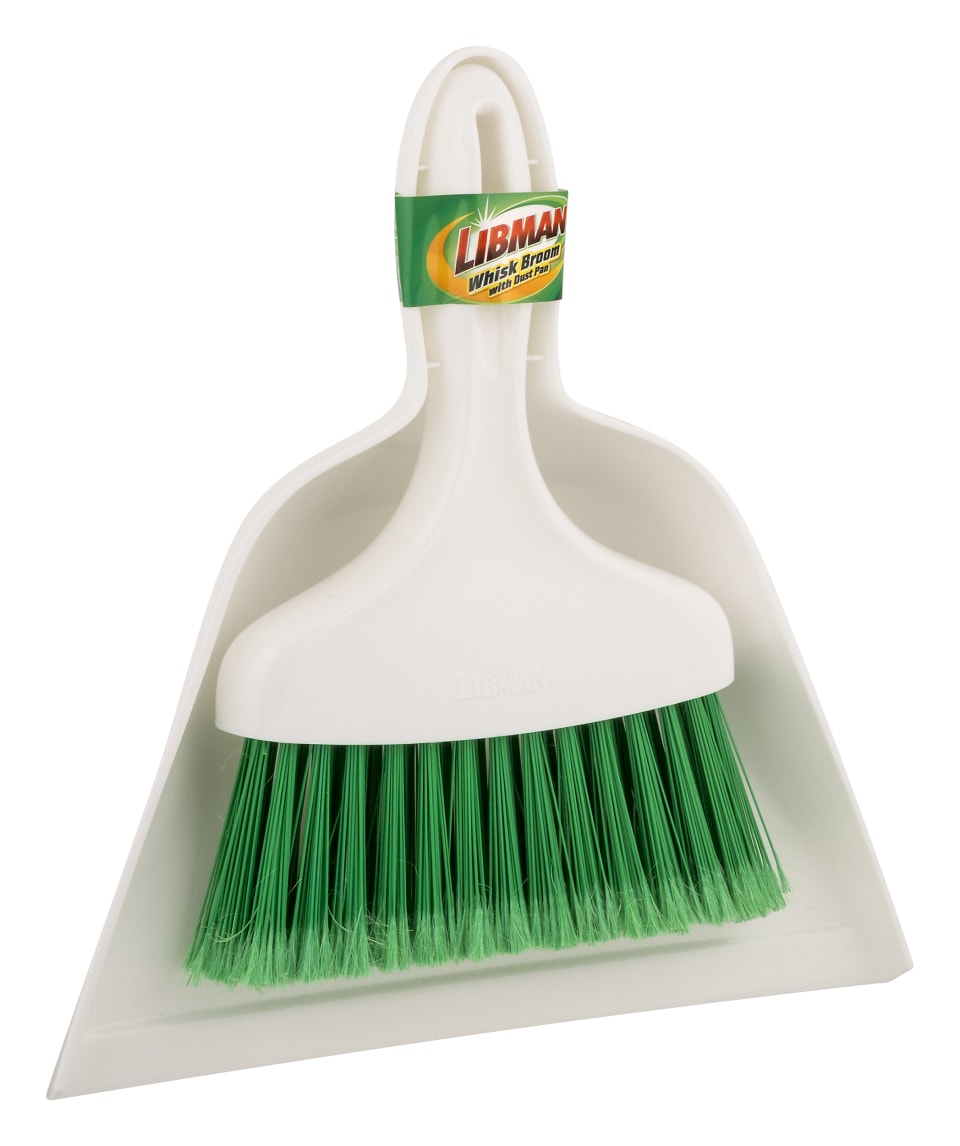 Libman Heavy Duty Whisk Broom And Dust Pan Set, Green And White 