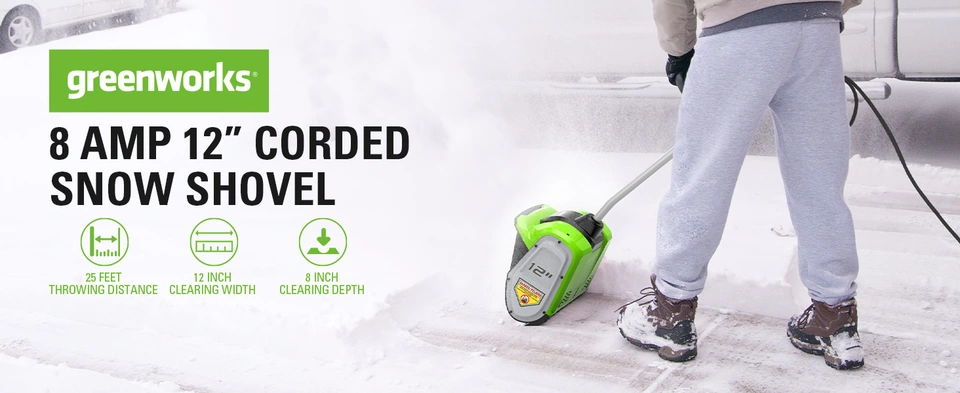 Greenworks 8 A 12-in Corded Electric Push Snow Shovel 2600802 | RONA