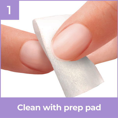 1. Clean your nails with the prep pad before you begin. 