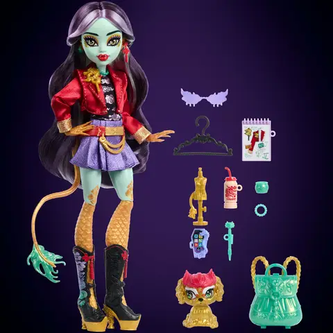 Monster High Jinafire Long Fashion Doll with Pet Dog Cloudy