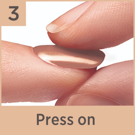 3. Align with cuticle, gently press on &amp; hold for 30 seconds.