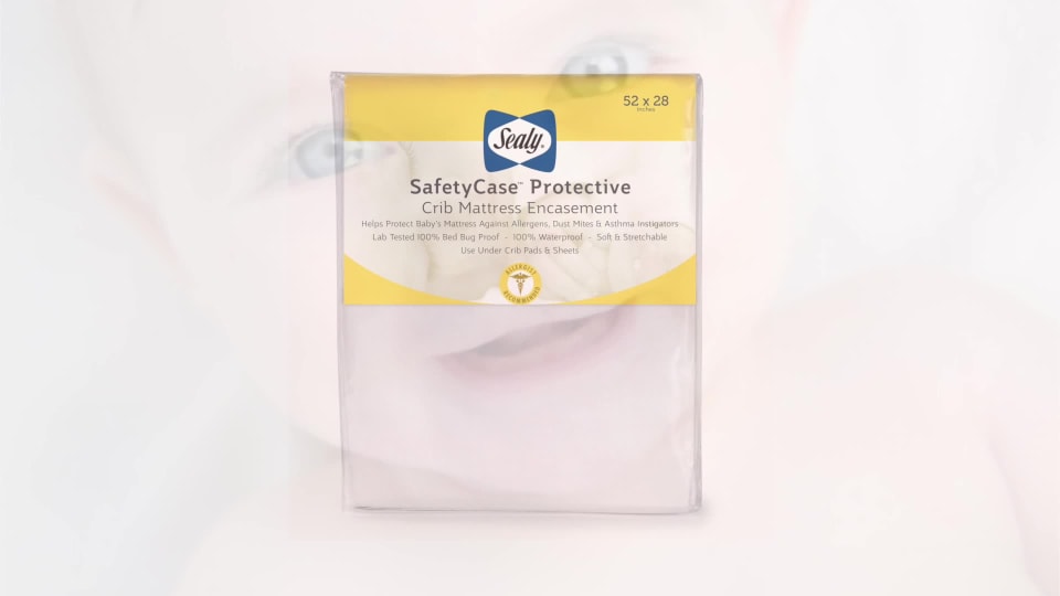 thumbnail video image 2 of Sealy Safety Case Allergen and Bed Bug Protection Toddler and Crib Mattress Encasement, 2 of 8