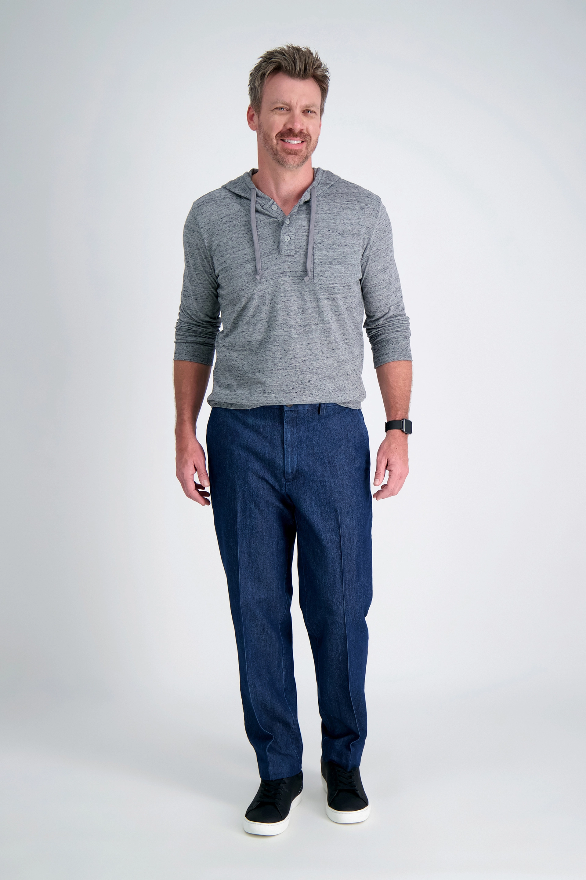 Haggar Premium Stretch Denim Classic Fit Flat Front Pants-JCPenney