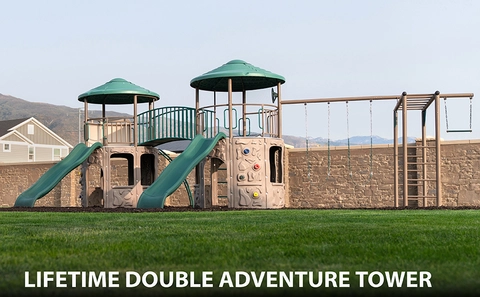 Lifetime Kid's Double Adventure Tower Swing Set with Bridge