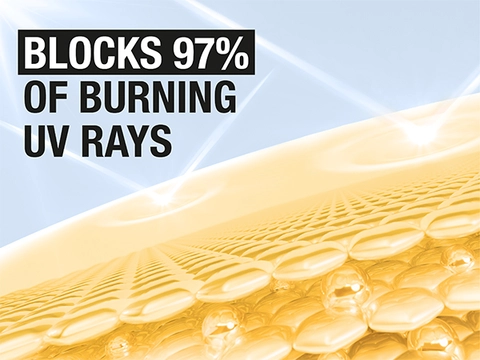 blocks 97 percent of burning UV rays