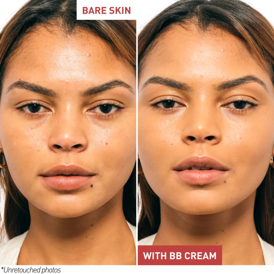 Before and after Erborian&#39;s BB Cream Caramel