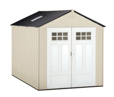  Rubbermaid Large Vertical Resin Weather Resistant Outdoor Storage  Shed, 4.5 x 2.5 ft.,Sandstone/Olive Steel, for Garden/Backyard/Home/Pool :  Storage Sheds Vinyl : Patio, Lawn & Garden
