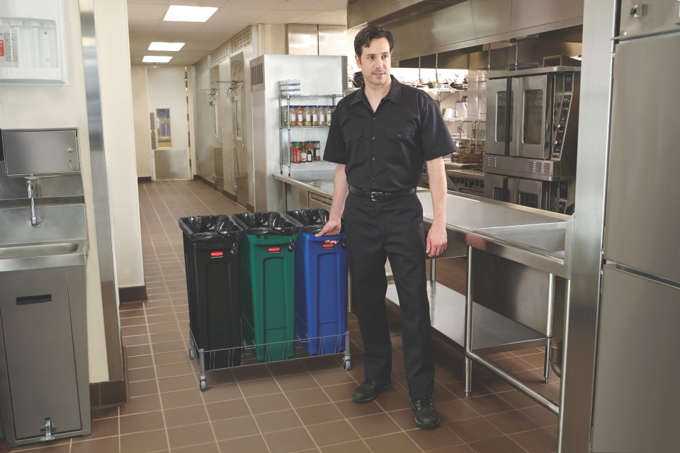 Rubbermaid Commercial Products Slim Jim Plastic Rectangular Trash/Garbage  Can With Venting Channels, for Kitchen, Office, Workspace, 23 Gallon, Black  - FG354060BLA 