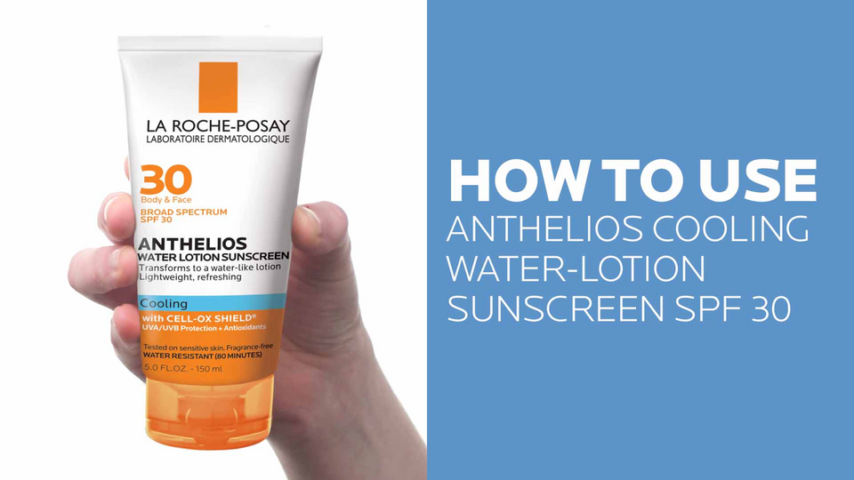 thumbnail video image 2 of La roche-Posay Anthelios 30 Cooling Water Suncreen Lotion SPF 30, 5.0 fl oz, 2 of 10