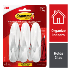 Command Large Refill Adhesive Strips for Wall Hooks, White, Damage Free  Hanging, Six Strips