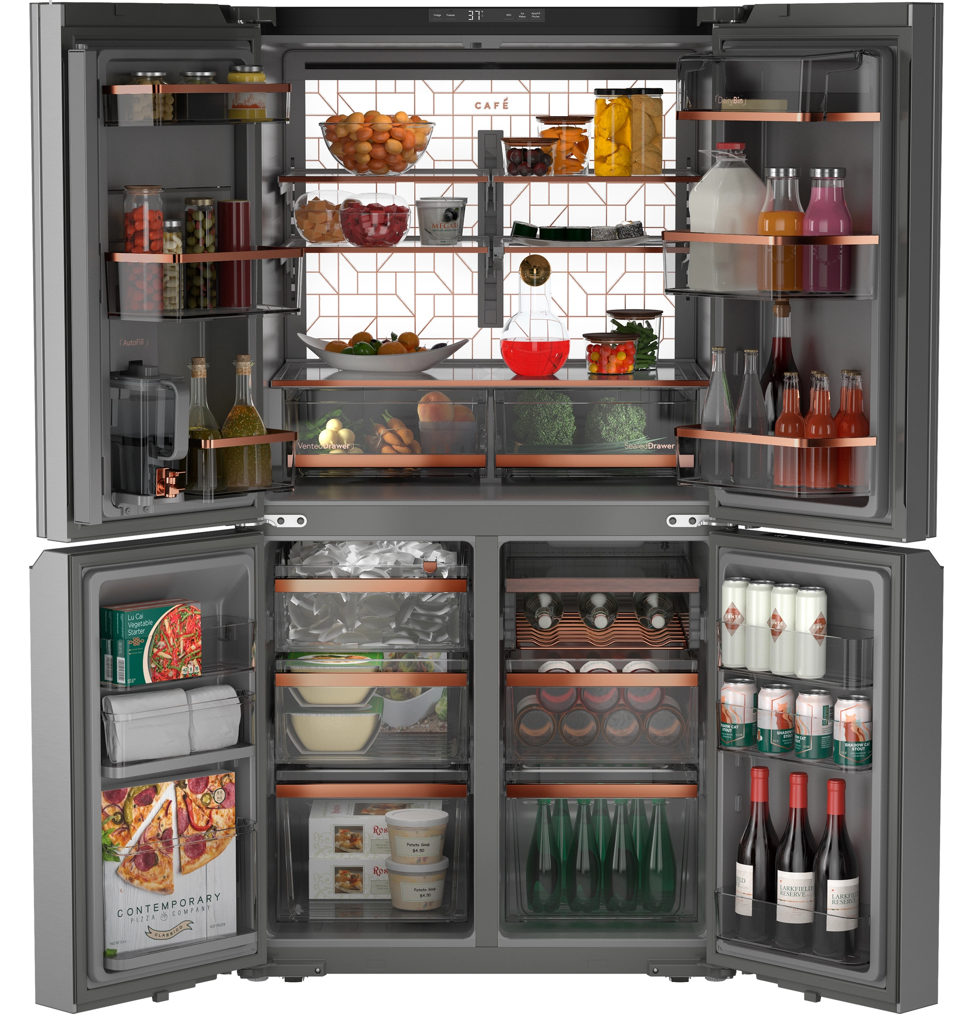 Café™ 36 in. 28.3 Cu. Ft. Platinum Glass French Door Refrigerator