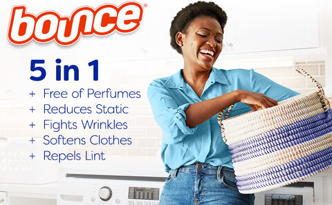 5-in-1 -Free of Perfumes - Reduces Static  -Fights Wrinkles  -Softens fClothes -Repels Lint