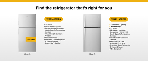 Whirlpool WRT348FMES Full Size 18 Cu. Ft. Stainless Steel Wide Top