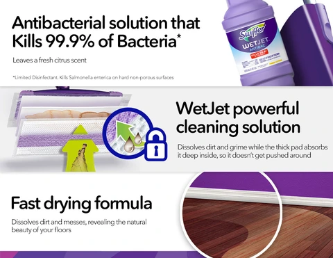 Swiffer WetJet Spray Mop Antibacterial Liquid Refill for Floor