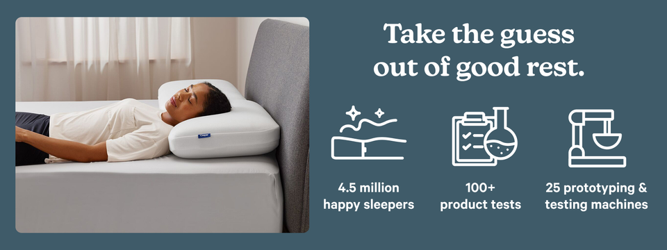 Casper brand icons - 4.5M happy sleepers, 100+ product tests, 25 prototyping &amp; testing machines