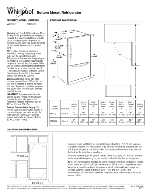 Wrb322dmbw Whirlpool 33 Inches Wide Bottom Freezer Refrigerator With Spillguard Glass Shelves 22 Cu Ft White Schaefer S