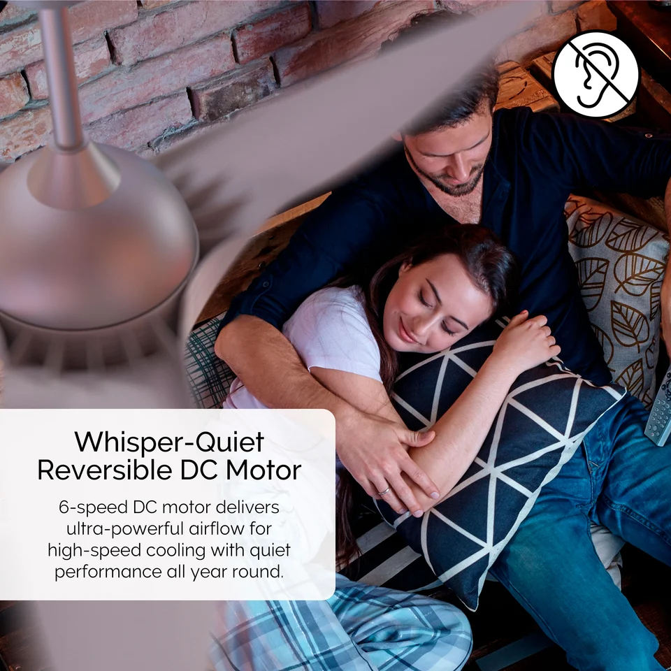 Family sleeping as the ceiling fan cools the room