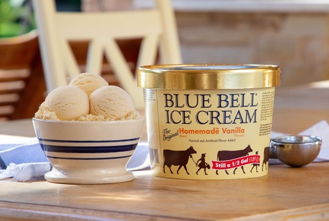 Blue Bell Gold Rim Homemade Vanilla Ice Cream Half Gallon, 64 fl oz 