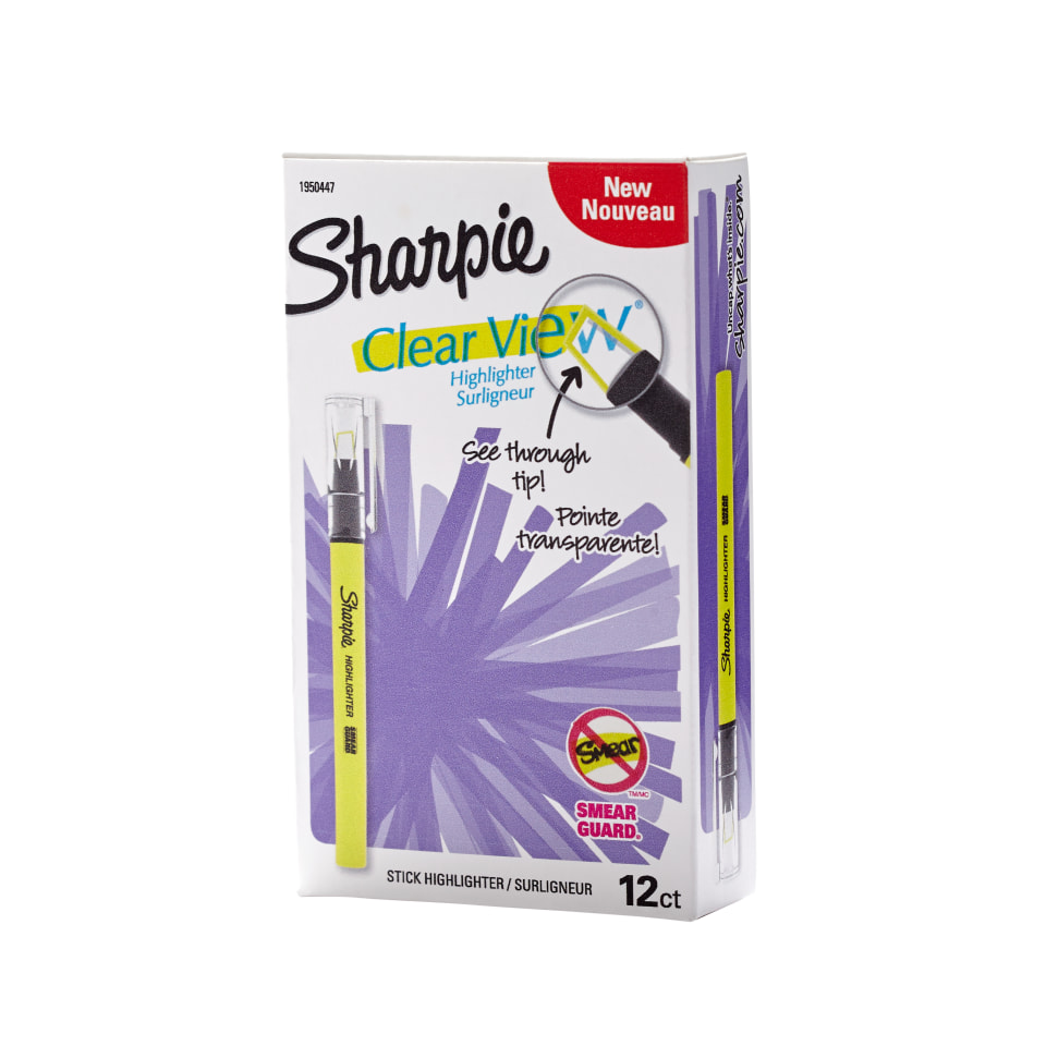 Sharpie Clearview Pen-Style Highlighter, Chisel Tip, Fluorescent Yellow,  Dozen (1950447)