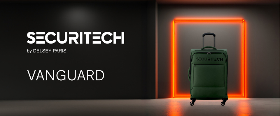 thumbnail video image 3 of Securitech by Delsey, Vanguard Carry-on Softside Spinner Luggage Black, 3 of 10