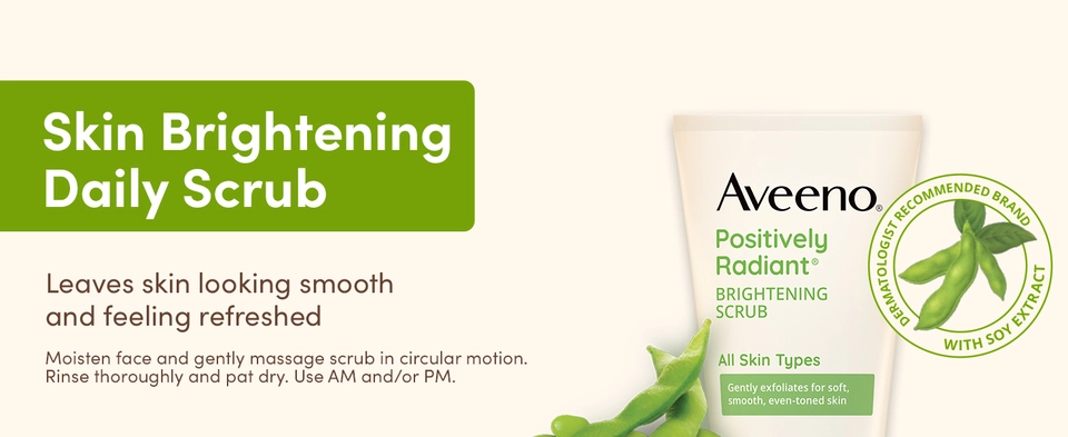 Aveeno brightening scrub leaves skin smooth and feeling refreshed
