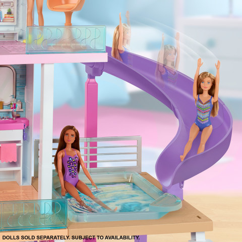  Barbie Casa de muñecas Dreamhouse con ascensor accesible para  sillas de ruedas, piscina, tobogán y 70 accesorios que incluyen muebles y  artículos para el hogar, regalo para niños de 3 a