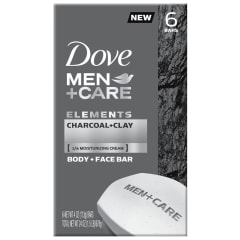 Dove Men+Care Elements Charcoal + Clay Body and Face Bar 3.75oz, 6 Bars