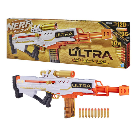 Material: Plastic NERF Ultra Pharaoh Blaster with Premium Gold Accents,  Child Age Group: 8 And Above