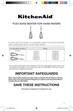 Hand Mixer Beaters for KitchenAid-5 Speed KHM5, KHM512 Hand Mixer Series.