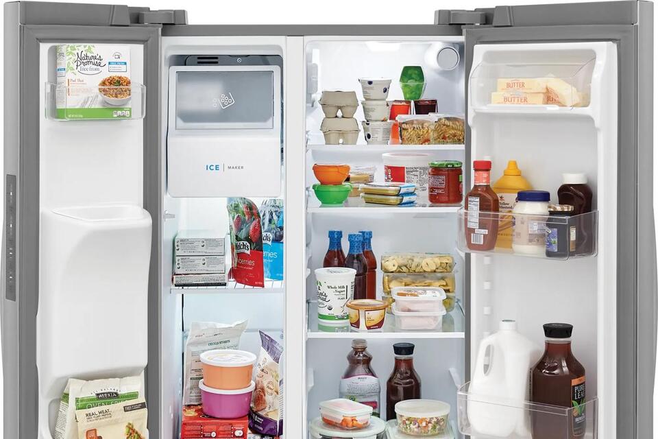 thumbnail video image 2 of Frigidaire FRSS2323AS 22 Cu. Ft. 33" Standard-Depth Side by Side Refrigerator, Stainless Steel, 2 of 6