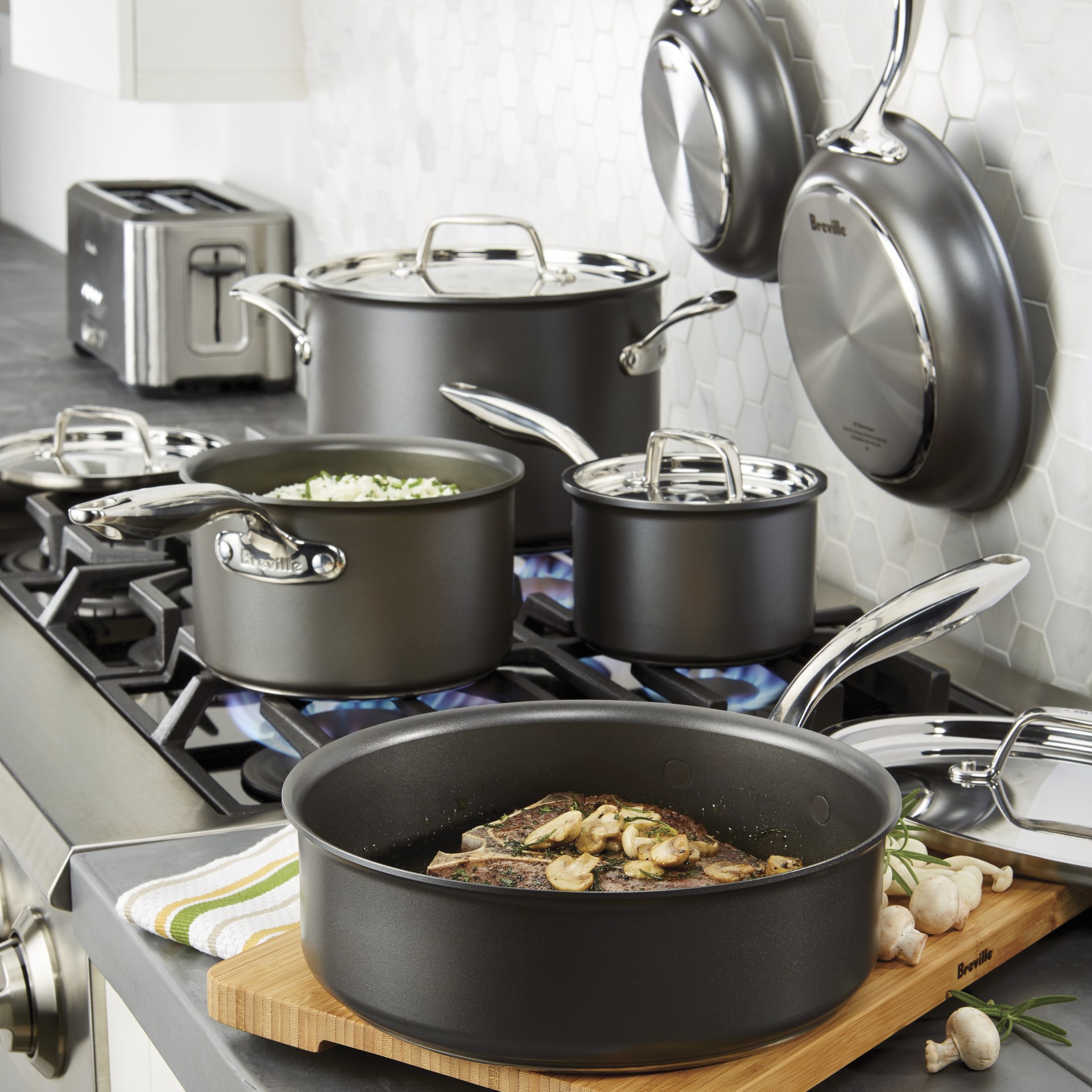 Breville® Thermal Pro™ Hard Anodized Nonstick Open Skillets | Bed 