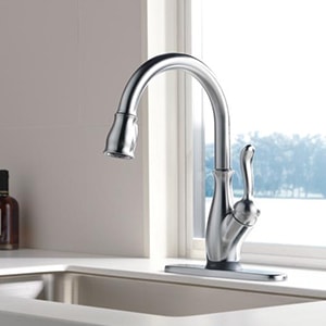 Delta Leland Touch2o Chrome 1 Handle Deck Mount Pull Down Handle Kitchen Faucet Deck Plate Included In The Kitchen Faucets Department At Lowes Com