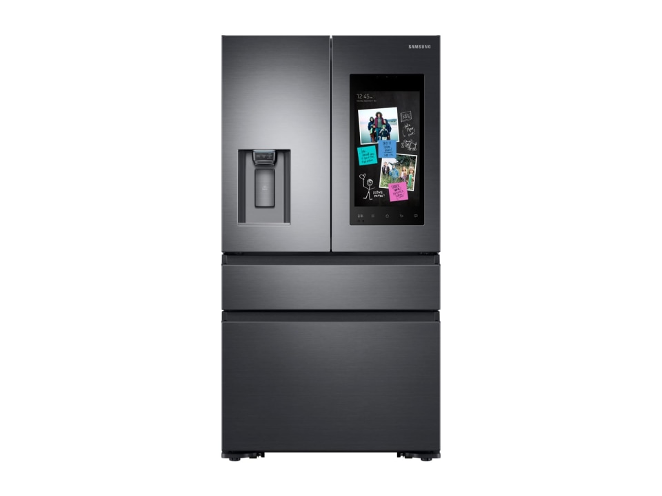 Samsung Family Hub 22 2 Cu Ft 4 Door Counter Depth French Door Refrigerator With Ice Maker Fingerprint Resistant Black Stainless Steel Energy Star In The French Door Refrigerators Department At Lowes Com