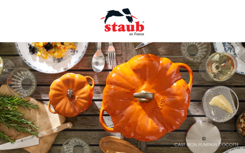Staub Cast Iron Pumpkin Cocotte, 3.5-Quart, Burnt Orange